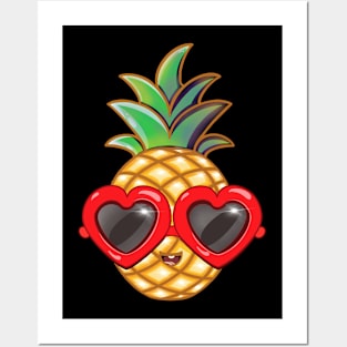 Pineapple Heart-Shaped Sunglasses Posters and Art